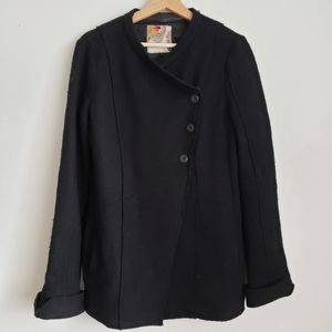 Free People Black Oversized Wool Button Jacket